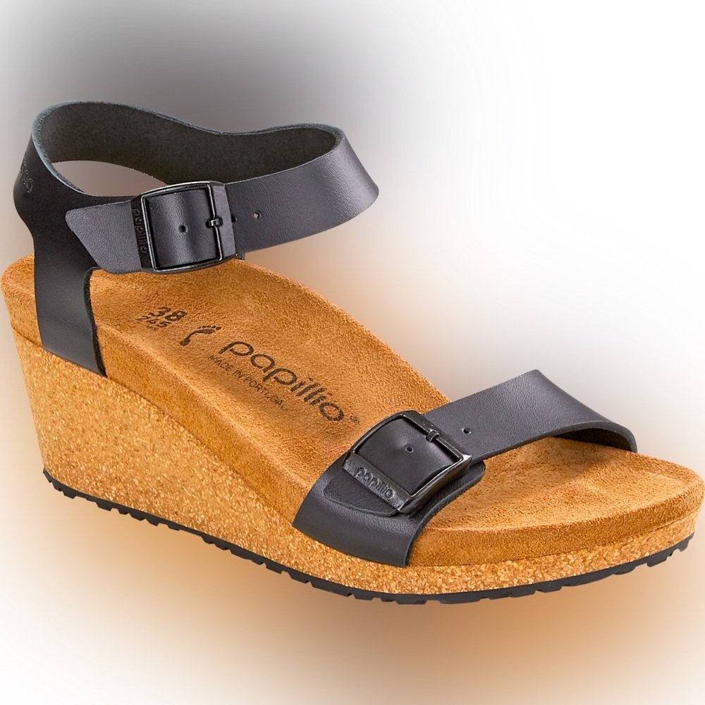 Birkenstock (Papillio) Soley- black leather sandals- size 38